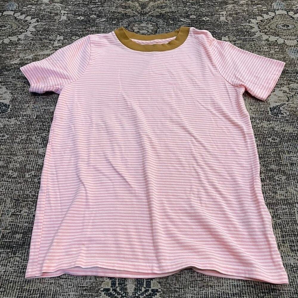 Madewell Pink White Striped T-Shirt Ringer Tee Contrast Neck Womens XS